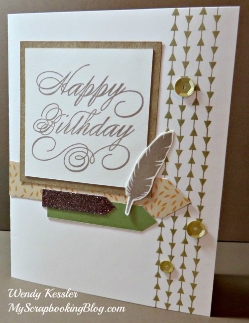 Happy Birthday feather card by Wendy Kessler