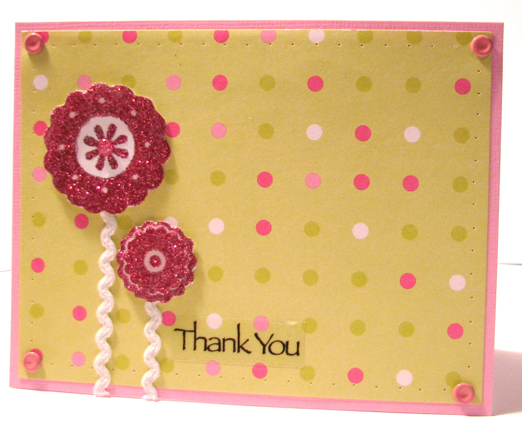 Glittery Flower Card with Ricrac