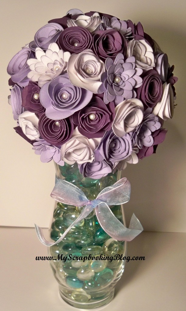 The flowers in this bouquet are made out of flowers using the CTMH Art Philosophy Cricut cartridge.