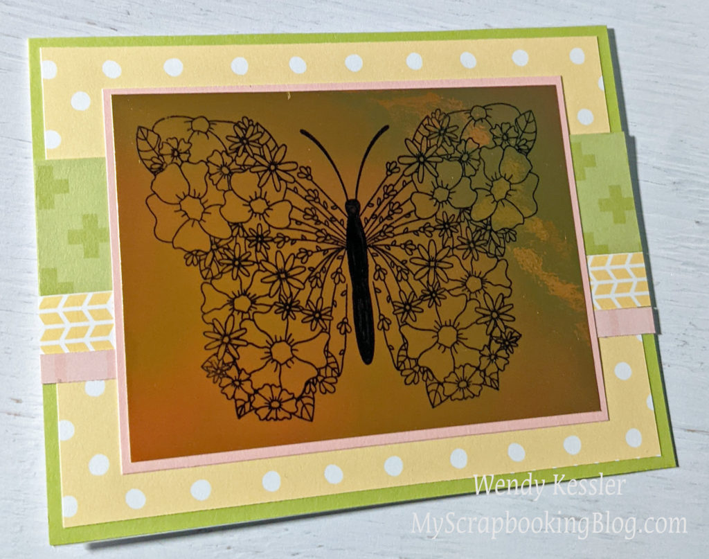 holographic stamped butterfly card
