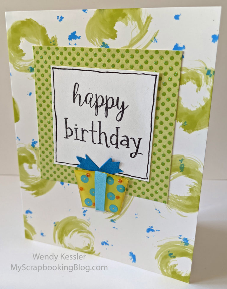 Birthday card with alcohol inks