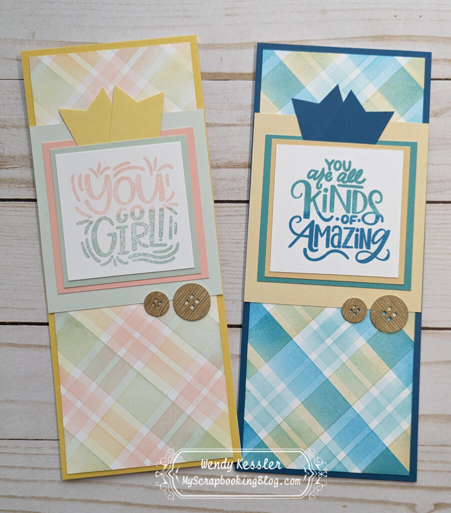 Slimline stenciled cards.