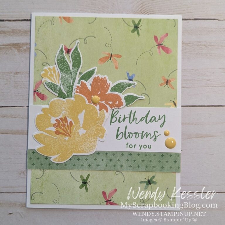 Birthday Card with Stamped Flowers